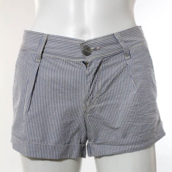 7 For All Mankind Blue White Striped Shorts 24 - Picture 1 of 5